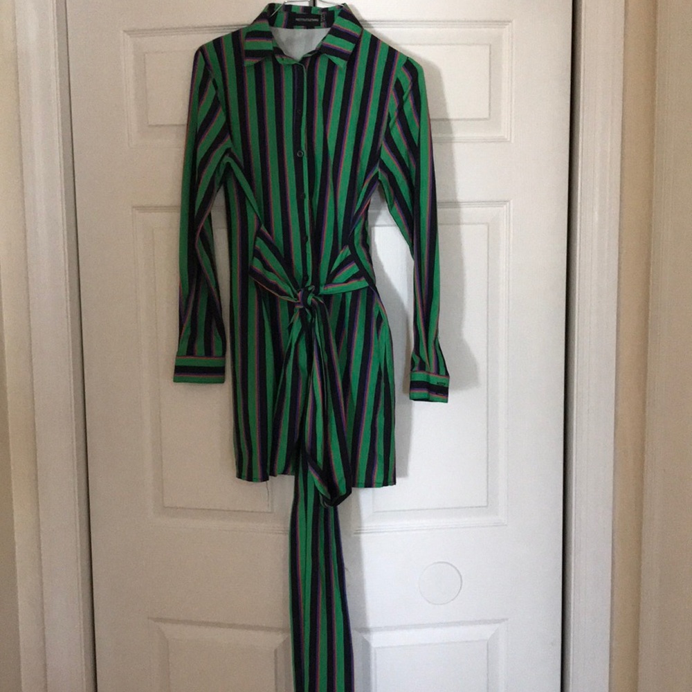 Green Multi-Colored Striped Dress
